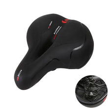 Load image into Gallery viewer, Breathable Leather Bicycle Saddle Cushion Comfortable Anti Slip And Weat Road Bike Sponge Filled Shockproof Bike Seat For Men Women Memory Foam Soft Bicycle Seats Cushion Dual Shock Absorbing Wide Bicycle Seat Replacement For Mountain Bike Road Bike
