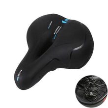 Load image into Gallery viewer, Breathable Leather Bicycle Saddle Cushion Comfortable Anti Slip And Weat Road Bike Sponge Filled Shockproof Bike Seat For Men Women Memory Foam Soft Bicycle Seats Cushion Dual Shock Absorbing Wide Bicycle Seat Replacement For Mountain Bike Road Bike
