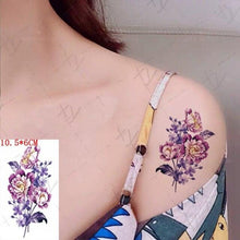 将图片加载到图库查看器，Waterproof Temporary Tattoo Lavender Stickers Butterfly Flower Luxury Small Tattoo For Body Arm
