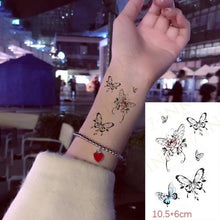 将图片加载到图库查看器，Waterproof Temporary Tattoo Lavender Stickers Butterfly Flower Luxury Small Tattoo For Body Arm

