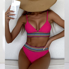 Load image into Gallery viewer, Swimwear Women Ribbed Bathing Suit Female Push Up Bikini Set Women's Bathing Suit Lace up Bikini Ribbed Two Piece Swimsuit Beachwear High Waist Bikini Women's Swimsuit
