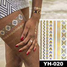 将图片加载到图库查看器，New Waterproof Temporary Tattoo Sticker Golden Silver Flower Jewelry Flash Fashion Different Design Tattoos For Womens
