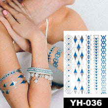 将图片加载到图库查看器，New Waterproof Temporary Tattoo Sticker Golden Silver Flower Jewelry Flash Fashion Different Design Tattoos For Womens
