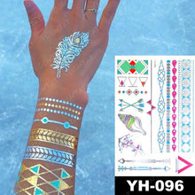 将图片加载到图库查看器，New Waterproof Temporary Tattoo Sticker Golden Silver Flower Jewelry Flash Fashion Different Design Tattoos For Womens
