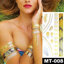将图片加载到图库查看器，New Waterproof Temporary Tattoo Sticker Golden Silver Flower Jewelry Flash Fashion Different Design Tattoos For Womens
