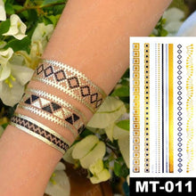 将图片加载到图库查看器，New Waterproof Temporary Tattoo Sticker Golden Silver Flower Jewelry Flash Fashion Different Design Tattoos For Womens
