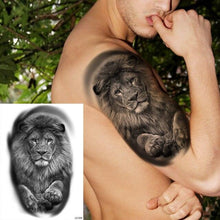 Load image into Gallery viewer, Realistic Lion Temporary Tattoo Black Warrior Sticker Waterproof Luxury Tattoo For Men Women
