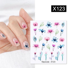 Load image into Gallery viewer, Black Lines Flower Leaves Water Decals Stickers Floral Face Marble Pattern Slider For Nails Summer Nail Art Decoration Summer Stickers on Nails Simple Summer Slider for Manicure Nail Art Watermark Manicure Decor
