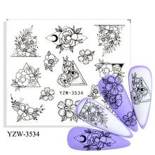 将图片加载到图库查看器，Water Decal Nail Art Decorations Nail Sticker Tattoo Full Cover Beauty Decals Manicure Supplies Accessories  Women Kids Girls Manicure Decoration Nail Art Supplies 3D Self-Adhesive Nail Decals Designer Nail Stickers for Acrylic Nails
