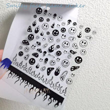 将图片加载到图库查看器，Yellow Smiles Sun Moon Clouds 3D Nail Stickers For Halloween Theme Slider Decals Nail Art Decorations Design  3D Self-Adhesive Nail Decorations Accessories Women Girls Manicure Decorations Nail Art Supplies Water Transfer Decals
