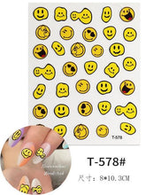 将图片加载到图库查看器，Yellow Smiles Sun Moon Clouds 3D Nail Stickers For Halloween Theme Slider Decals Nail Art Decorations Design  3D Self-Adhesive Nail Decorations Accessories Women Girls Manicure Decorations Nail Art Supplies Water Transfer Decals
