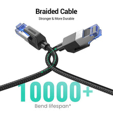 将图片加载到图库查看器，Elegant Black Ethernet Cable CAT8 40Gbps 2000MHz CAT 8 Networking Nylon Braided Internet LAN Network Cable With Gold Silver Plated RJ45 Connector Cord For Router TV
