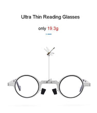 将图片加载到图库查看器，Small Metal Round Folding Reading Glasses Retro Circle Blue Light Computer Grade Glasses Narrow Eyeglasses Frame And Anti Glare Reading Glasses Foldable Computer Reading Glasses For Men  +3.5
