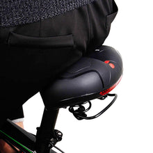 将图片加载到图库查看器，Reflective Breathable Bike Saddle Cushion Leather Surface Seat Mountain Bicycle Shock Absorbing Hollow Bike Seat For Women Or Men Bicycle Saddle Replacement Padded Soft High Density Memory Foam With Dual Shock Absorbing
