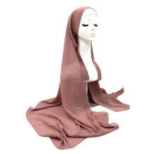 将图片加载到图库查看器，Plain Colorful Soft Lightweight Chiffon Elegant Hijab Scarf With Bandage Non-Slip Chiffon Echarpe Elegant Breathable Islam Long Hijabs Headband Fashion Turban Headwrap For Women
