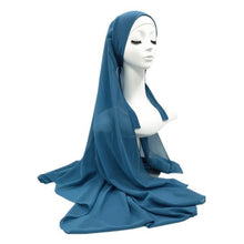 将图片加载到图库查看器，Plain Colorful Soft Lightweight Chiffon Elegant Hijab Scarf With Bandage Non-Slip Chiffon Echarpe Elegant Breathable Islam Long Hijabs Headband Fashion Turban Headwrap For Women

