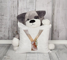 将图片加载到图库查看器，Animal Printed Pillow Cover Cartoon Giraffe Fox Bunny White Seat Polyester Decorative Cushion Cover Sofa Kids Room Alphabet Pillow Cover With Cute Animals Pillow Cases Outdoor Indoor Square Cushion Covers For Home Sofa Couch 45x45cm
