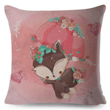 将图片加载到图库查看器，Cute Pillow Cover Cartoon Giraffe Fox Reindeer Animal Nordic Polyester Cotton Cushion Cover For Sofa Home Kids Room Decor Throw Pillow Cases Cartoon Animal Woodland Decorative Cotton Cushion Cover Home Baby Room Decor Standard Pillowcase
