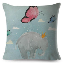 将图片加载到图库查看器，Cute Pillow Cover Cartoon Giraffe Fox Reindeer Animal Nordic Polyester Cotton Cushion Cover For Sofa Home Kids Room Decor Throw Pillow Cases Cartoon Animal Woodland Decorative Cotton Cushion Cover Home Baby Room Decor Standard Pillowcase
