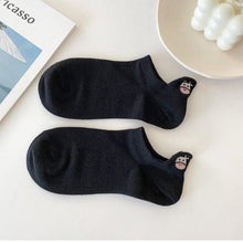 将图片加载到图库查看器，Black And White Embroidery Female Tide Socks Shallow Mouth Summer Cartoon Cow Cute Fashion Boat Socks Unisex Men And Women Cotton Ankle Socks
