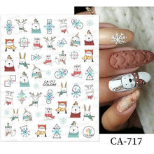 Load image into Gallery viewer, 3D Nail Stickers Decals Snowflakes Elk Bear Christmas Xmas Transfer Stickers Nail Art Self-Adhesive Decals Decoration  Nail Art Stickers Decals Christmas Snowflake Bronzing Christmas Slider Nail Art 3D Decals Decoration
