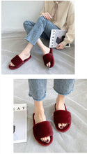 将图片加载到图库查看器，Fluffy Slippers Women Cozy Faux Fur Cross Indoor Floor Slides Flat Soft Furry Shoes Fluffy Furry Fur Slippers Flip Flop Open Toe Cozy House Memory Foam Sandals Slides Soft Flat Comfy Slippers
