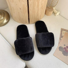 将图片加载到图库查看器，Fluffy Slippers Women Cozy Faux Fur Cross Indoor Floor Slides Flat Soft Furry Shoes Fluffy Furry Fur Slippers Flip Flop Open Toe Cozy House Memory Foam Sandals Slides Soft Flat Comfy Slippers
