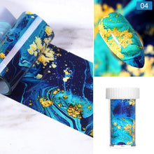 将图片加载到图库查看器，Nail Foils Marble Flower Series Iridescent Nail Art Transfer Sticker Paper Slider Nail Water Decal Design Manicures Decorations  Art Manicures Decoration New Gold Nail Transfer Foils for Nail Arts Nails Supply Holographic Effect Nail Art Foil Stickers Hol
