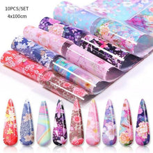 将图片加载到图库查看器，Nail Foils Marble Flower Series Iridescent Nail Art Transfer Sticker Paper Slider Nail Water Decal Design Manicures Decorations  Art Manicures Decoration New Gold Nail Transfer Foils for Nail Arts Nails Supply Holographic Effect Nail Art Foil Stickers Hol
