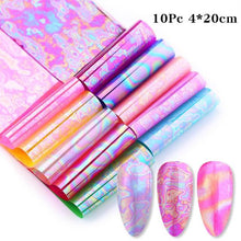 将图片加载到图库查看器，Nail Foils Marble Flower Series Iridescent Nail Art Transfer Sticker Paper Slider Nail Water Decal Design Manicures Decorations  Art Manicures Decoration New Gold Nail Transfer Foils for Nail Arts Nails Supply Holographic Effect Nail Art Foil Stickers Hol
