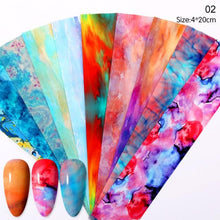 将图片加载到图库查看器，Nail Foils Marble Flower Series Iridescent Nail Art Transfer Sticker Paper Slider Nail Water Decal Design Manicures Decorations  Art Manicures Decoration New Gold Nail Transfer Foils for Nail Arts Nails Supply Holographic Effect Nail Art Foil Stickers Hol
