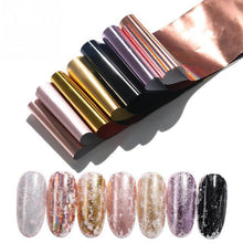 将图片加载到图库查看器，Nail Foils Marble Flower Series Iridescent Nail Art Transfer Sticker Paper Slider Nail Water Decal Design Manicures Decorations  Art Manicures Decoration New Gold Nail Transfer Foils for Nail Arts Nails Supply Holographic Effect Nail Art Foil Stickers Hol

