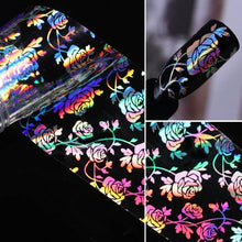将图片加载到图库查看器，Nail Foils Marble Flower Series Iridescent Nail Art Transfer Sticker Paper Slider Nail Water Decal Design Manicures Decorations  Art Manicures Decoration New Gold Nail Transfer Foils for Nail Arts Nails Supply Holographic Effect Nail Art Foil Stickers Hol
