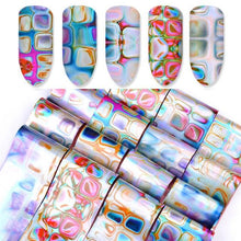 将图片加载到图库查看器，Nail Foils Marble Flower Series Iridescent Nail Art Transfer Sticker Paper Slider Nail Water Decal Design Manicures Decorations  Art Manicures Decoration New Gold Nail Transfer Foils for Nail Arts Nails Supply Holographic Effect Nail Art Foil Stickers Hol

