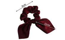 将图片加载到图库查看器，Pure Color Elastic Hair Band Rabbit Ear Bow Pearl Hair Rope Satin Ponytail Scrunchie Bobbles Elastic Hair Ties Ropes Ponytail Holder Accessories for Women And Girls
