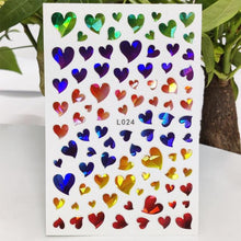 将图片加载到图库查看器，3D Nail Sticker Waterproof Shining Decals Stickers for Nails Cute Beautiful Love Heart Nail Art Decoration Aurora Silver Design Nail Art Stickers Decals Nail Art Supplies Valentines Day 3D Self-Adhesive Nail Decorations Manicuring Nail Art Manicure
