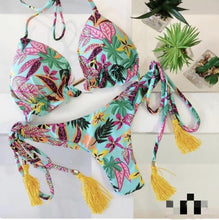 将图片加载到图库查看器，Popular Women's Beachwear  Bikini Set Swimwear Push-Up Padded Swimsuit Floral Bikini Set Low Rise Ruffled Two Pieces Swimsuit Push Up Bathing Suit Swimwear
