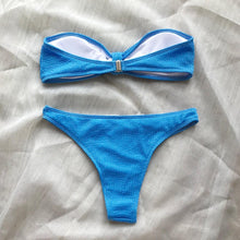 Load image into Gallery viewer, Bikinis Swimsuit Women Push Up Bikini Set  Female Swimwear Women's Strapless Solid Color 2 Pieces Bathing Suit Swimsuit Swimsuits Off Shoulder High Waist Bathing Suit High Cut Swimwear For Summer

