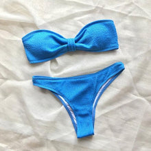 Load image into Gallery viewer, Bikinis Swimsuit Women Push Up Bikini Set  Female Swimwear Women's Strapless Solid Color 2 Pieces Bathing Suit Swimsuit Swimsuits Off Shoulder High Waist Bathing Suit High Cut Swimwear For Summer
