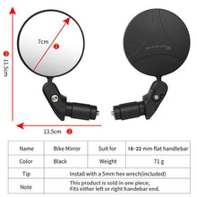Load image into Gallery viewer, Bike Rear Mirrors Cycling Mobility Scooter Round Handlebar End Mirror Rotatable Adjustable Bicycle Mirror With Safety Rearview Mirror Convex Mirror With Adjustable Handlebar Installation Suitable For Mountain Road Bikes
