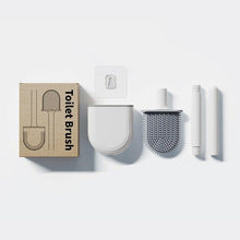 将图片加载到图库查看器，Wall-Mounted Silicone Toilet Brush Wash Toilet Accessories With Holder Soft Bristles Brushes Set Bathroom Cleaning Tool Toilet Brush Set Silicone Toilet Brush With Holder Wall Mounted With Toilet Bowl Brush And Holder Bendable Brush Head Holder
