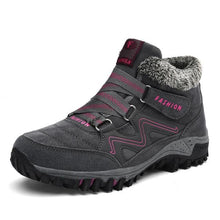 将图片加载到图库查看器，Winter Elegant Unisex Boots With Fur Warm Leather Snow Boots Winter Work Casual Shoes High Top Rubber Ankle Boots Leather Platform Fashion Luxury Boots Non-Slip Hiking Boots
