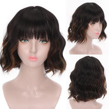 将图片加载到图库查看器，Synthetic Wigs For Women Daily Cosplay Long Water Wave  Lolita Wig With Bangs Cold Brown Heat Resistant Hair Bob Wigs For Black Women Cosplay Wigs For Women Gifts for Girlfriends
