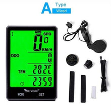 将图片加载到图库查看器，Wireless Wired Bike Computer Backlight Speedometer Odometer Rainproof Cycling Stopwatch Road Bicycle Computer Multifunction With Extra Large LCD Backlight Display Waterproof Design
