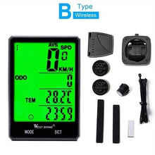 将图片加载到图库查看器，Wireless Wired Bike Computer Backlight Speedometer Odometer Rainproof Cycling Stopwatch Road Bicycle Computer Multifunction With Extra Large LCD Backlight Display Waterproof Design
