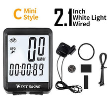 将图片加载到图库查看器，Wireless Wired Bike Computer Backlight Speedometer Odometer Rainproof Cycling Stopwatch Road Bicycle Computer Multifunction With Extra Large LCD Backlight Display Waterproof Design
