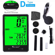 将图片加载到图库查看器，Wireless Wired Bike Computer Backlight Speedometer Odometer Rainproof Cycling Stopwatch Road Bicycle Computer Multifunction With Extra Large LCD Backlight Display Waterproof Design
