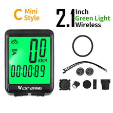 将图片加载到图库查看器，Wireless Wired Bike Computer Backlight Speedometer Odometer Rainproof Cycling Stopwatch Road Bicycle Computer Multifunction With Extra Large LCD Backlight Display Waterproof Design
