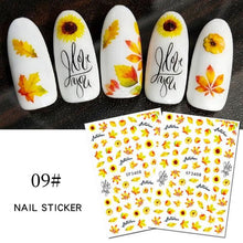 将图片加载到图库查看器，Maple Leaves 3D Nail Stickers Fall Leaf Flowers Line Sliders For Nails Self Adhesive Stickers Autumn Manicuring Decals Transfer Nail Decals Sticker For Pretty Girl Self-Adhesive Nail Decals Designer Nail Stickers for Acrylic
