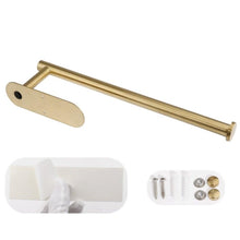 将图片加载到图库查看器，Adhesive Paper Holder Gold 304 Stainless Steel Stand Toilet Paper Towel Rack Tissue Roll Hanger For Kitchen Bathroom Free Nail Stainless Steel Toilet Tissue Roll Holder Sticky Hand Towel Hanger Vertical Or Horizontal No Drilling
